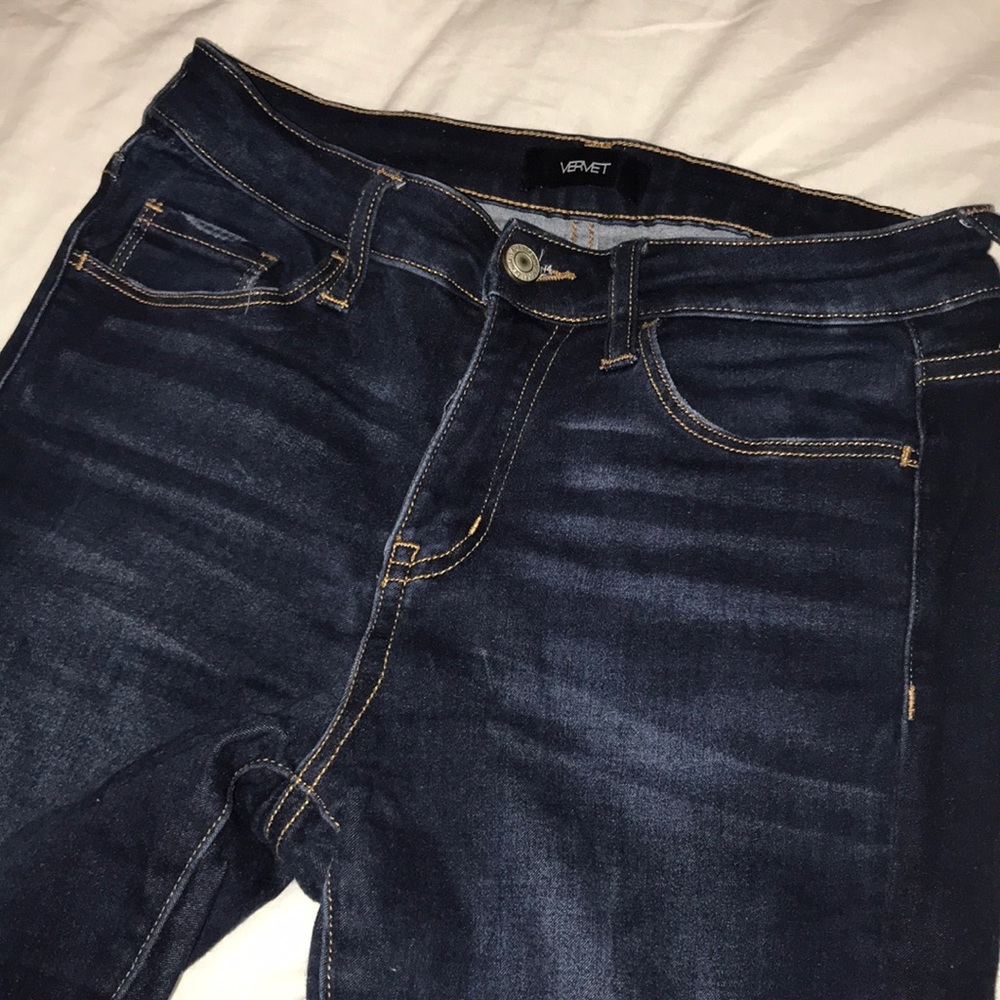 Dark wash high waisted jeans